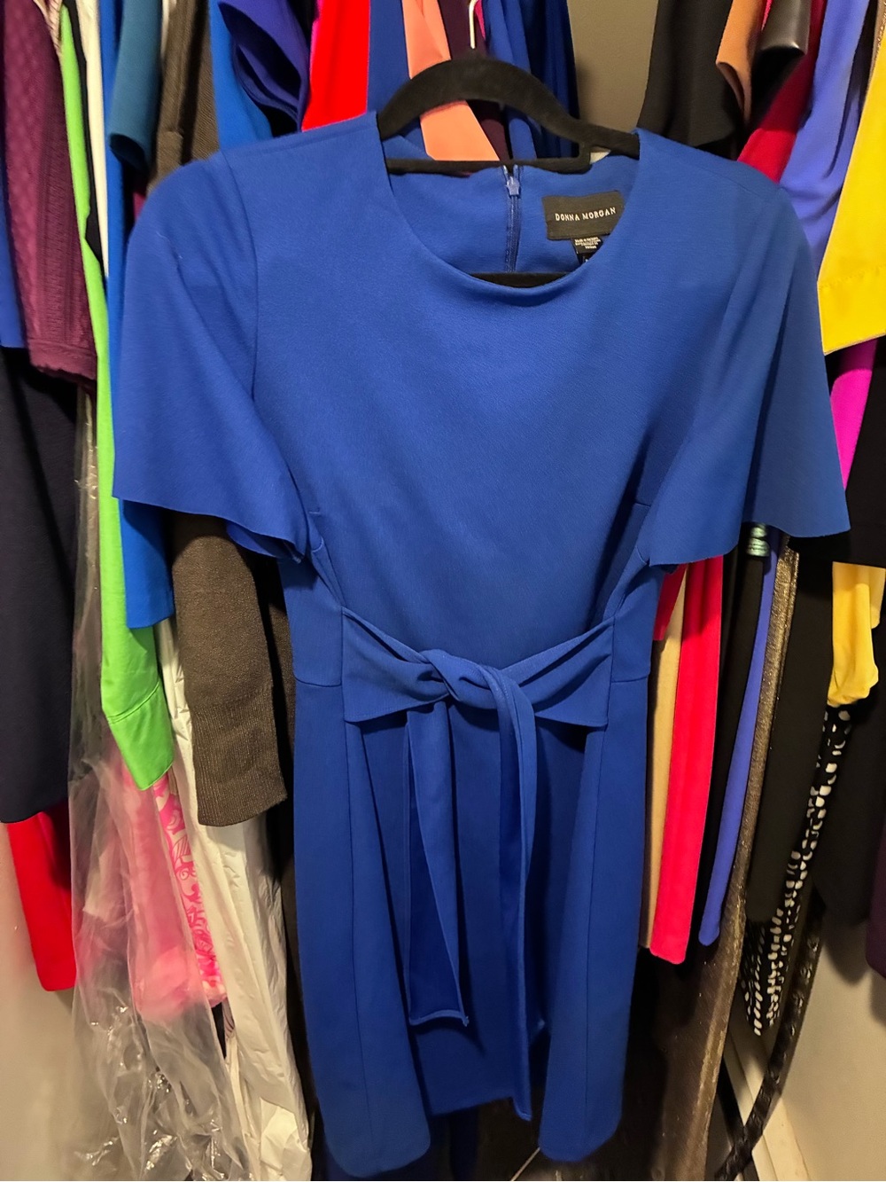 Donna Morgan Cobalt Blue Tie-Waist Dress
